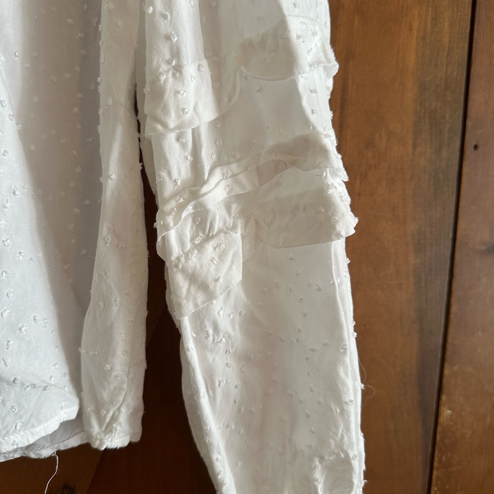 LOFT Women's White Ruffle Peasant Blouse Sz XS - Picture 4 of 8